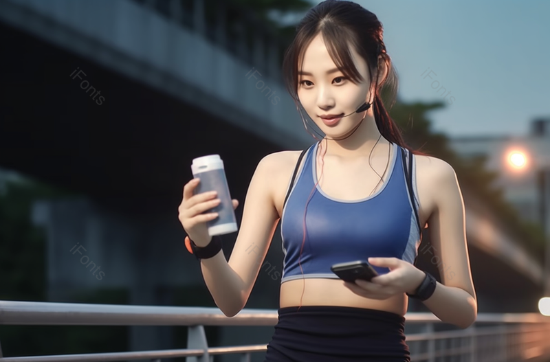 年轻女子健身后拿着杯子休息放松摄影图,高清,摄影图,摄影图片,图片大全,摄影图免费下载